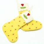 Handmade Felt Yellow Christmas Stocking with Cute Flower - Image 4