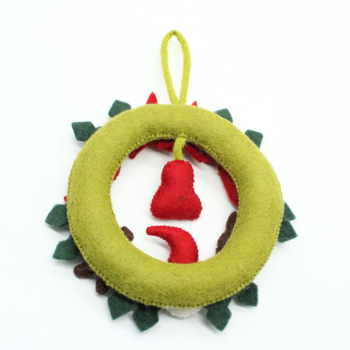 Handmade Felt Wreath for Christmas Decor with Santa, Candy Cane, Red Bow and Holiday Ornaments - Image 4