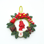 Handmade Felt Wreath for Christmas Decor with Santa, Candy Cane, Red Bow and Holiday Ornaments - Image 2