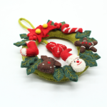 Handmade Felt Wreath for Christmas Decor with Santa, Candy Cane, Red Bow and Holiday Ornaments - Image 5