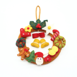 Handmade felt Christmas wreath with charming Christmas ornament design, crafted from 100% natural wool - Image 3