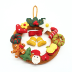 Handmade felt Christmas wreath with charming Christmas ornament design, crafted from 100% natural wool - Image 2