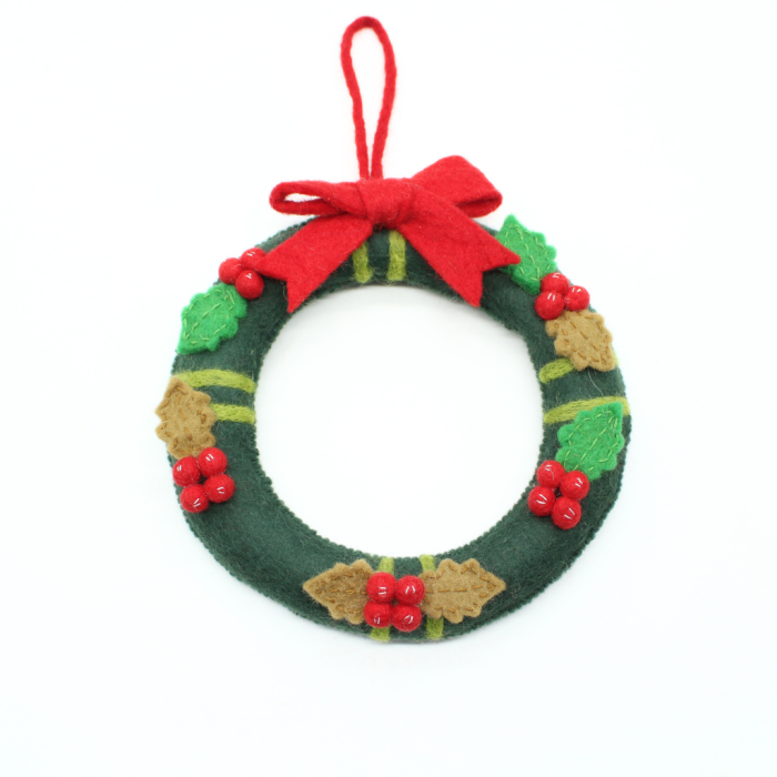 Handmade Christmas Wreath with Red Bow and Cherry Berries for Festive Home Decoration - Image 2