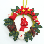 Handmade Felt Wreath for Christmas Decor with Santa, Candy Cane, Red Bow and Holiday Ornaments - Image 7
