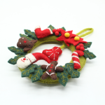Handmade Felt Wreath for Christmas Decor with Santa, Candy Cane, Red Bow and Holiday Ornaments - Image 8