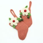 Handmade Christmas Stocking with Elegant White Flower Design - Image 5