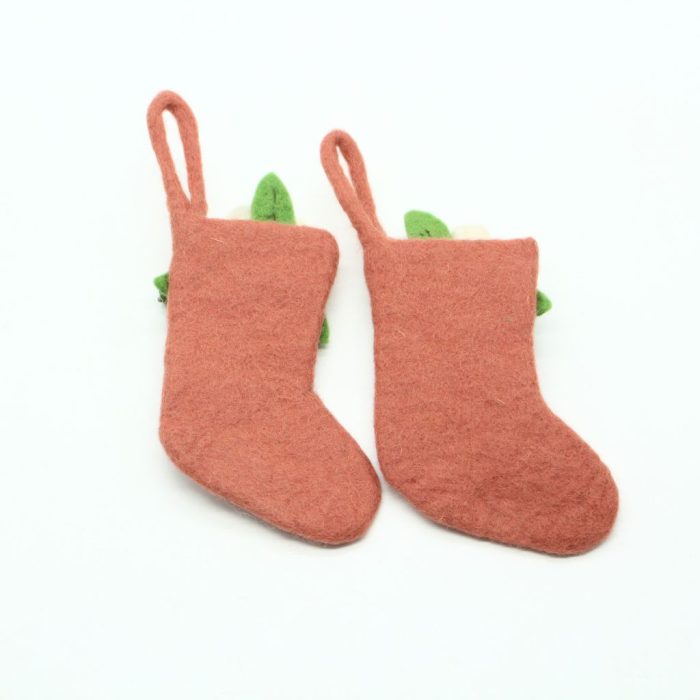 Handmade Christmas Stocking with Elegant White Flower Design - Image 4
