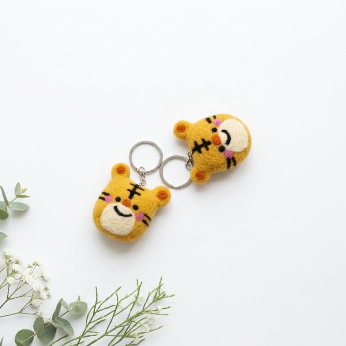 Handmade Felt Cute Tiger Face Keychain Crafted from 100% Natural Wool. - Image 5
