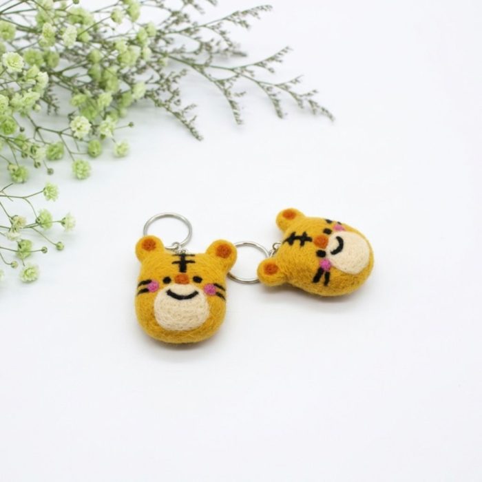 Handmade Felt Cute Tiger Face Keychain Crafted from 100% Natural Wool. - Image 4