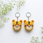 Handmade Felt Cute Tiger Face Keychain Crafted from 100% Natural Wool.