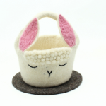 Handmade Felt White Bunny Easter Basket Crafted from 100% Natural Wool - Image 6