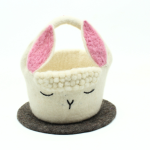 Handmade Felt White Bunny Easter Basket Crafted from 100% Natural Wool - Image 5