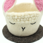 Handmade Felt White Bunny Easter Basket Crafted from 100% Natural Wool - Image 4