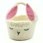 Handmade Felt White Bunny Easter Basket Crafted from 100% Natural Wool - Image 3