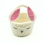 Handmade Felt White Bunny Easter Basket Crafted from 100% Natural Wool - Image 2
