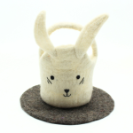 Handmade Felt White Bunny Basket Crafted from 100% Natural Wool - Image 4