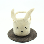 Handmade Felt White Bunny Basket Crafted from 100% Natural Wool - Image 3