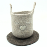 Handmade Felt Grey Easter Storage Basket with Heart Embroidery  Crafted from 100% Natural Wool - Image 5