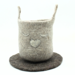 Handmade Felt Grey Easter Storage Basket with Heart Embroidery  Crafted from 100% Natural Wool - Image 4
