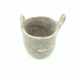 Handmade Felt Grey Easter Storage Basket with Heart Embroidery  Crafted from 100% Natural Wool - Image 3