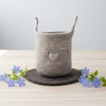 Handmade Felt Grey Easter Basket Crafted from 100% Natural Wool