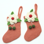 Handmade Christmas Stocking with Elegant White Flower Design - Image 6