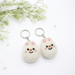 Handmade Smiley Bunny Felt Keychain Crafted from 100% Natural Wool - Image 4