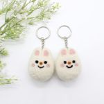 Handmade Smiley Bunny Felt Keychain Crafted from 100% Natural Wool