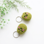 Handmade Felt Cute Smiley Face Green Keychain Crafted from 100% Natural Wool - Image 4