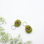 Handmade Felt Cute Smiley Face Green Keychain Crafted from 100% Natural Wool - Image 3