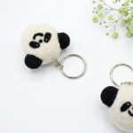 Handmade Felt Panda Face Keychain Crafted from 100% Natural Wool - Image 5