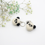 Handmade Felt Panda Face Keychain Crafted from 100% Natural Wool - Image 2