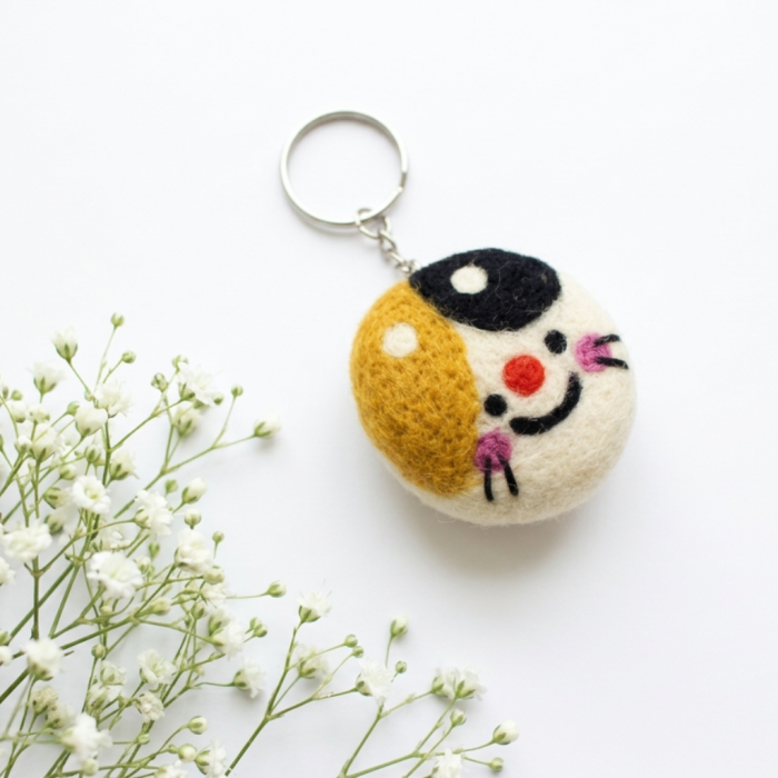 Handmade Felt Cat Face Keychain Crafted from 100% Natural Wool - Image 4