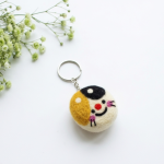 Handmade Felt Cat Face Keychain Crafted from 100% Natural Wool