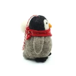 Handmade Felt Penguin Ornament with Red Scarf - Image 2