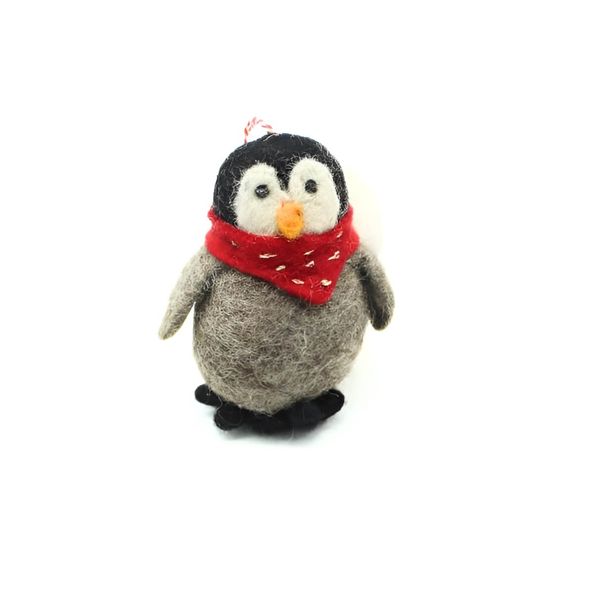 ornamet1 Handmade Felt Penguin Ornament with Red Scarf - Image 1