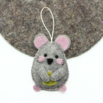 Handmade Felt Gray Mouse Ornament
