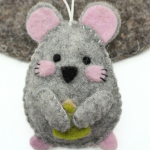 Handmade Felt Gray Mouse Ornament - Image 3