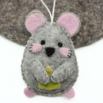 Handmade Felt Gray Mouse Ornament - Image 4