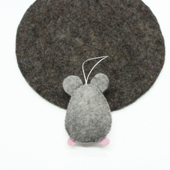 Handmade Felt Gray Mouse Ornament - Image 5