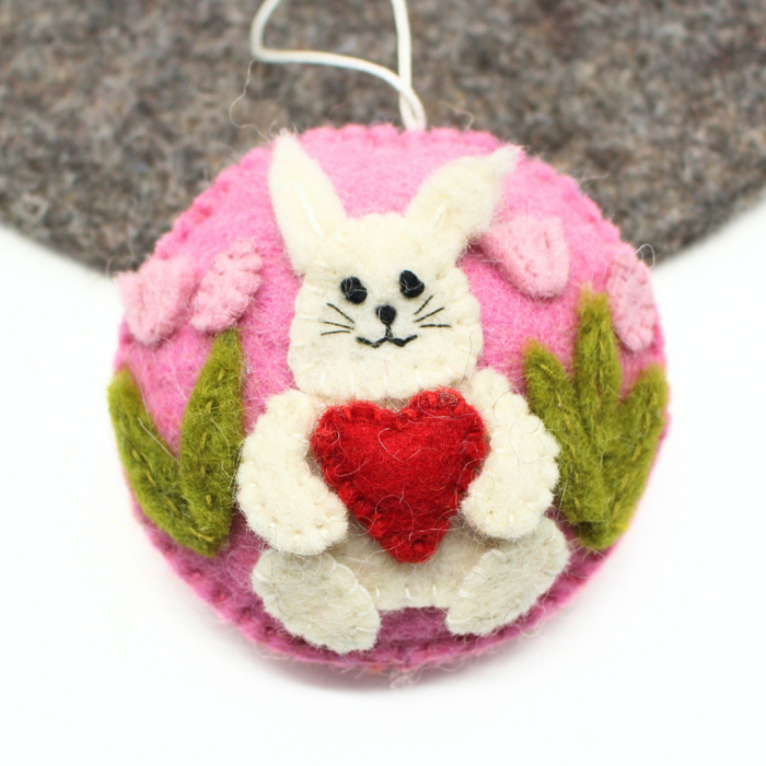 Handmade Felt Easter Ornament with White Bunny - Image 4