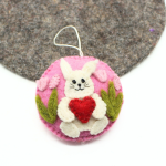 Handmade Felt Easter Ornament with White Bunny - Image 3