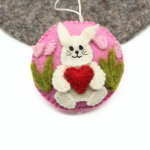 Handmade Felt Easter Ornament with White Bunny - Image 2