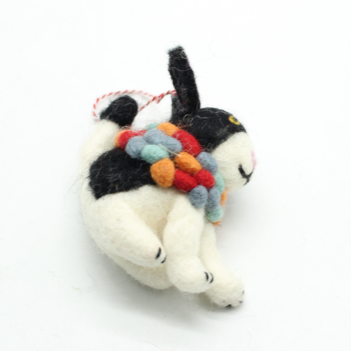 Handmade Felt Cat with Pom-Pom Collar - Image 3
