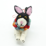 Handmade Felt Cat with Pom-Pom Collar