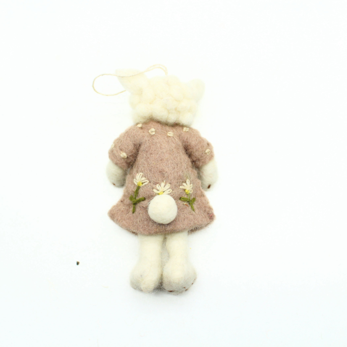 Handmade Felt Sheep with Embroidered Dress - Image 3