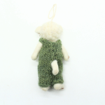 Handmade Felt White Sheep with Green Dress - Image 4