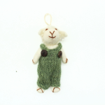 Handmade Felt White Sheep with Green Dress