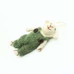 Handmade Felt White Sheep with Green Dress - Image 2