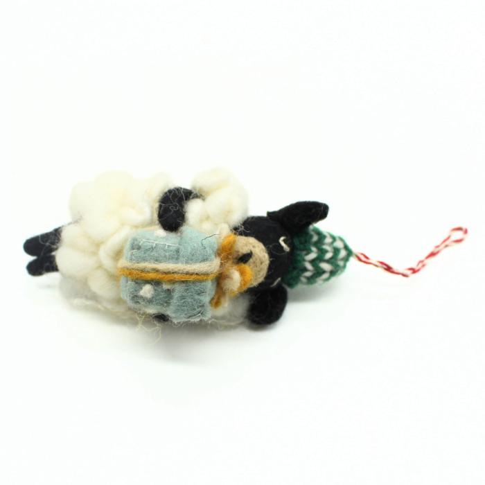 Handmade Felt sheep Christmas ornament with gift - Image 4